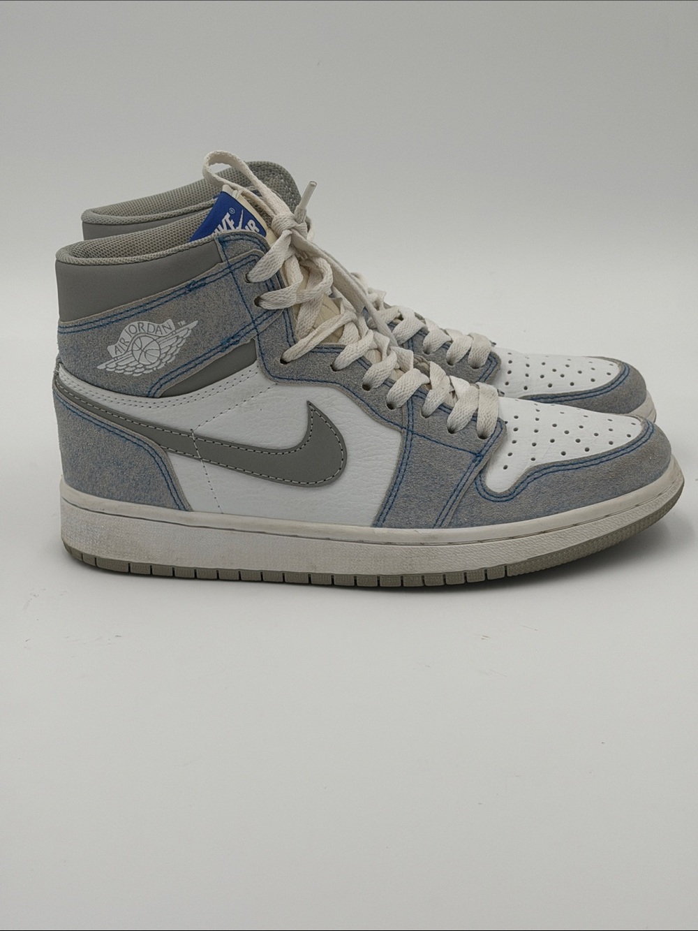 Nike Size 8 Jordan 1 Retro Hyper Royal High Top Sneakers in White, Gray/ Blue